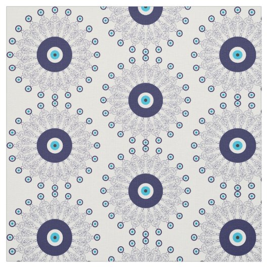Evil Eye Mandala Muster in Blau und Weiß Stoff (Muster)
