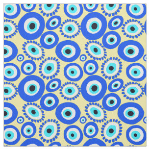 Evil Eye Mediterrane blaue gelbe Augen Stoff