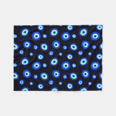 Evil Eye Midnight Blue und Aqua Greece Eye Muster Fleecedecke (Vorderseite (Horizontal))