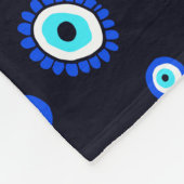 Evil Eye Midnight Blue und Aqua Greece Eye Muster Fleecedecke (Ecke)