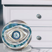 Evil Eye Mineralien und Gold Keramikknauf