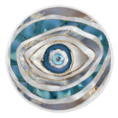 Evil Eye Mineralien und Gold Keramikknauf (Vorderseite)