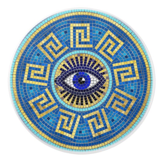 Evil Eye Mosaic Tile Keramikknauf (Vorderseite)