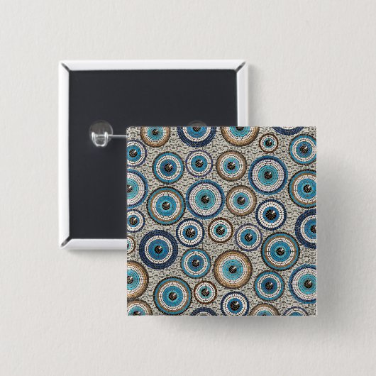 Evil Eye Mosaic Tile Pattern Button (Vorne & Hinten)