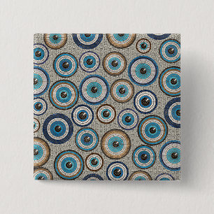 Evil Eye Mosaic Tile Pattern Button