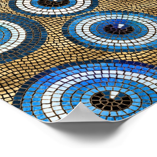Evil Eye Mosaic Tile Pattern Poster (Ecke)