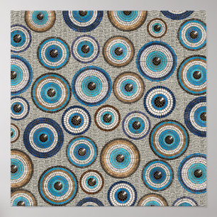 Evil Eye Mosaic Tile Pattern Poster