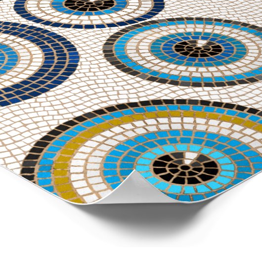 Evil Eye Mosaic Tile Pattern Poster (Ecke)