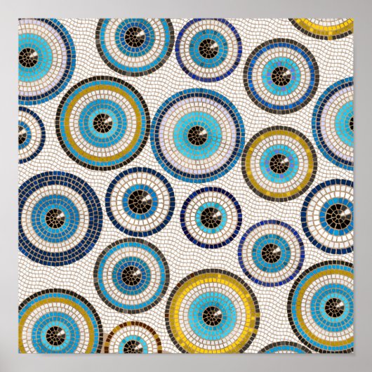 Evil Eye Mosaic Tile Pattern Poster (Vorne)