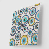Evil Eye Mosaic Tile Pattern Quadratische Wanduhr (Winkel)