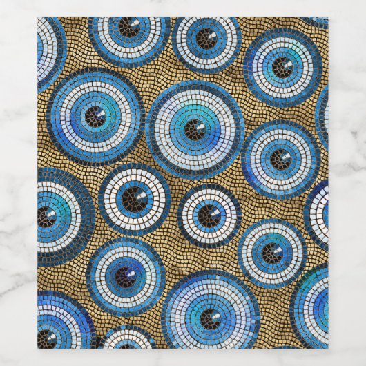 Evil Eye Mosaic Tile Pattern Weinetikett (Einzelnes Label)