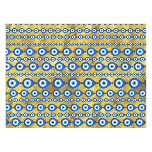 Evil Eye Muster auf goldener Textur Tischdecke (Vorderseite (Horizontal))