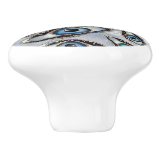 Evil Eye Muster Geodes und Kristalle auf Perle Keramikknauf (Seitenansicht)