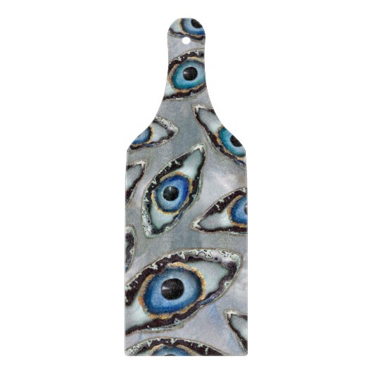 Evil Eye Muster Geodes und Kristalle auf Perle Schneidebrett (Vorderseite)