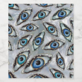 Evil Eye Muster Geodes und Kristalle auf Perle Weinetikett (Einzelnes Label)