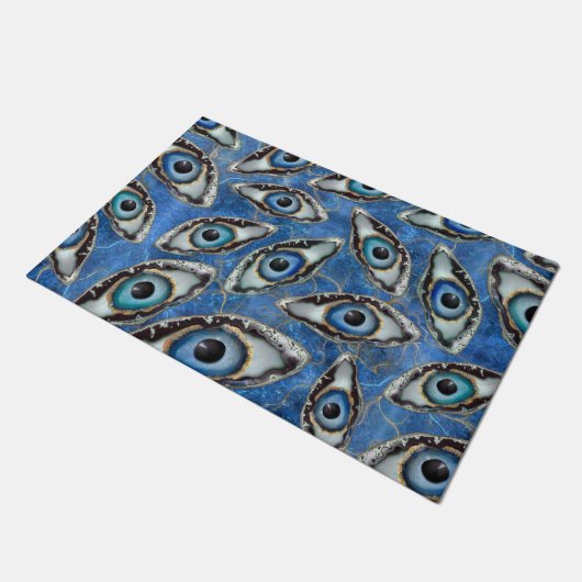 Evil Eye Muster Geodes und Kristalle Fußmatte (Schrägansicht)