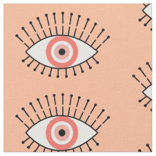 Evil Eye Muster in Korallenrosa und Weiß Stoff