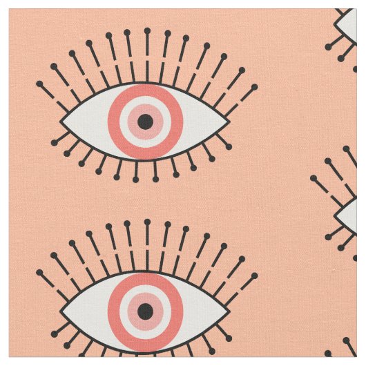 Evil Eye Muster in Korallenrosa und Weiß Stoff (Nahaufnahme)