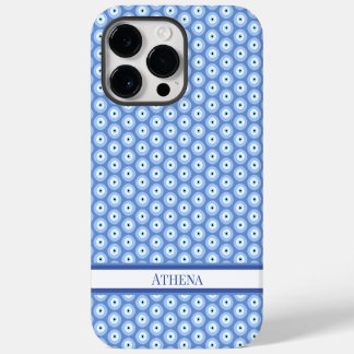 Evil Eye Muster Soft Blue Name Griechisches Amulet iPhone 14 Pro Max Hülle