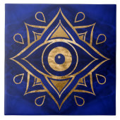 Evil Eye Ornament Gold und Blauer Marmor Fliese (Vorderseite)