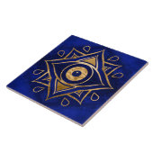 Evil Eye Ornament Gold und Blauer Marmor Fliese (Seite)