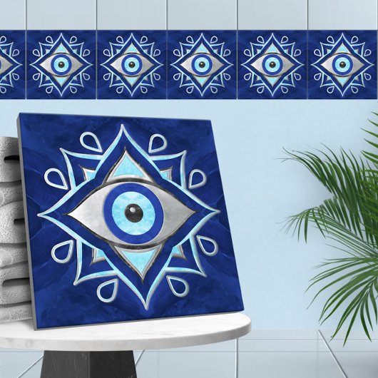 Evil Eye Ornament-Marmortexturen Fliese
