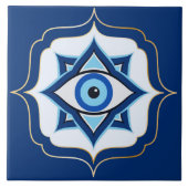 Evil Eye Ornament Marokkanischer Quatrefoil Fliese (Vorderseite)