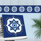 Evil Eye Ornament Marokkanischer Quatrefoil Fliese