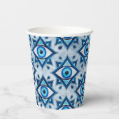 Evil Eye Ornament Pattern - Blues und Silber Pappbecher (Rückseite)