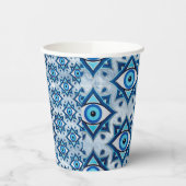 Evil Eye Ornament Pattern - Blues und Silber Pappbecher (Links)