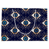 Evil Eye Ornament Pattern - Dunkelblau und Gold Große Geschenktüte (Rückseite)
