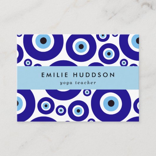 Evil Eye Pattern, Greek Eye, Nazar, Yoga Teacher Visitenkarte (Vorderseite)