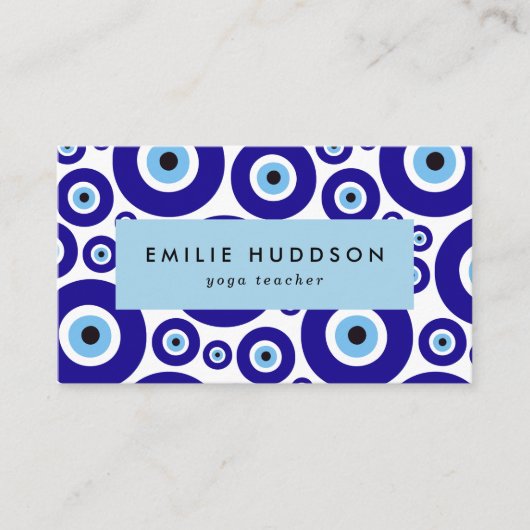 Evil Eye Pattern, Greek Eye, Nazar, Yoga Teacher Visitenkarte (Vorderseite)