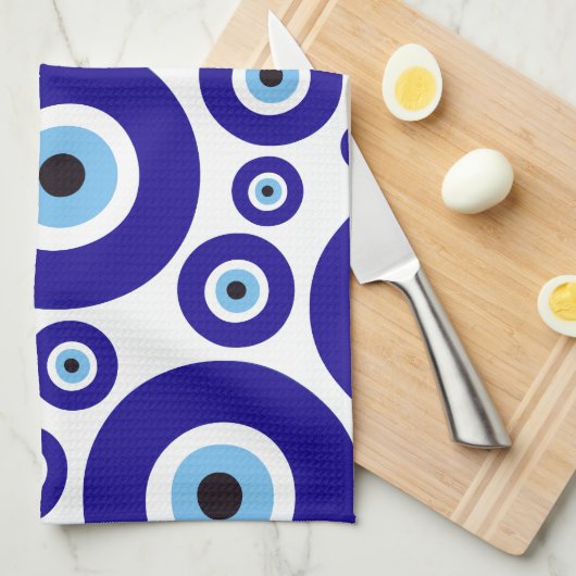 Evil Eye Pattern, Greek Eye, Turkish Eye, Nazar Geschirrtuch (Viertel Falte)