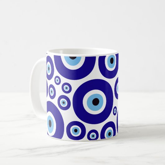 Evil Eye Pattern, Greek Eye, Turkish Eye, Nazar Kaffeetasse (Vorderseite Links)