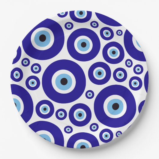 Evil Eye Pattern, Greek Eye, Turkish Eye, Nazar Pappteller (Vorderseite)