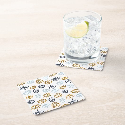 Evil Eye Pattern Rechteckiger Pappuntersetzer (Vor Ort)