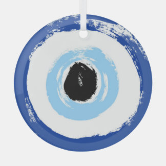 Evil Eye Printed Round Glass Hanging Ornament Aus Glas