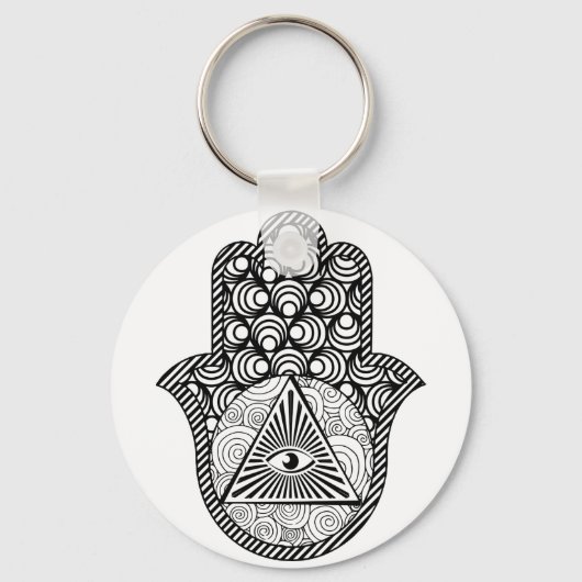 Evil Eye Protection Hamsa Button Schlüsselanhänger (Vorderseite)