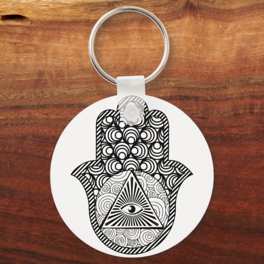 Evil Eye Protection Hamsa Button Schlüsselanhänger (Vorderseite)
