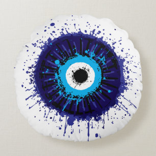 Evil Eye Protection Rundes Kissen