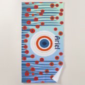 Evil Eye Red Poppies Modernes Strandtuch (Vorderseite)