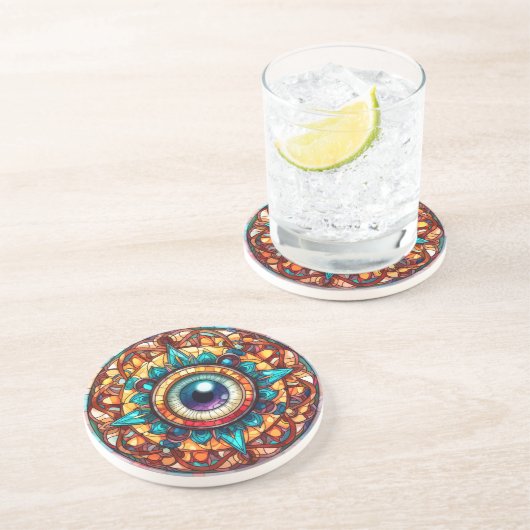 Evil Eye Sandstone Untersetzer (Seite)
