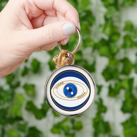 Evil Eye Silver Round Schlüsselanhänger (Hand)