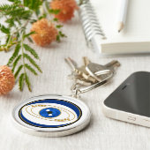 Evil Eye Silver Round Schlüsselanhänger (Seite)