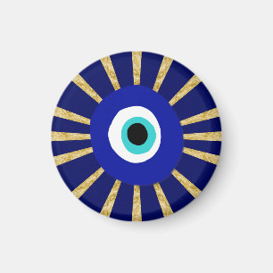 Evil Eye Symbol auf Gold Sunburst Magnet