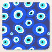 Evil Eye Symbol Blau und Weiß Muster Rechteckiger Pappuntersetzer (Vorderseite)