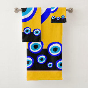 Evil Eye Talisman & Arabic Amulet / Türkisch, Gri Badhandtuch Set