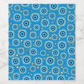Evil Eye Tile Pattern - Blau und Gold Weinetikett (Einzelnes Label)