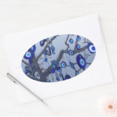 Evil Eye Tree, Blue Nazar Amulet Charme Accessoire Ovaler Aufkleber (Umschlag)